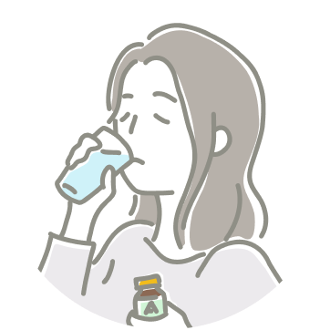 服用タイミングを示す時計のイラスト